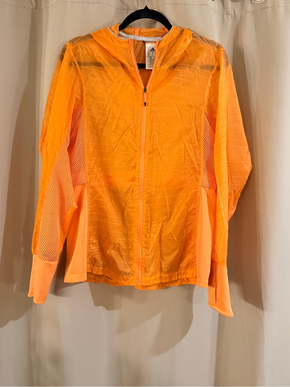 Adidas Women's Orange Lightweight Hooded Jacket